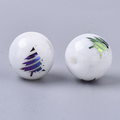 Christmas Opaque Glass Beads&nbsp;X-EGLA-R113-02D