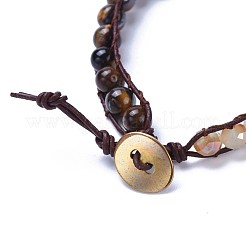 Three Loops Natural Tiger Eye Beads Wrap Bracelets&nbsp;BJEW-JB04247-02