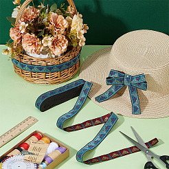 Ethnic Style Floral Pattern Embroidery Polyester Ribbons&nbsp;OCOR-WH0104-23C