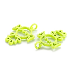 スプレープリント真鍮製ペンダント  女の子  きいろ  20x16x2mm  穴：3mm&nbsp;KK-P196-E09
