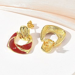 Brass Enamel Dangle Stud Earrings for Women&nbsp;KK-CBA760A-12G-03
