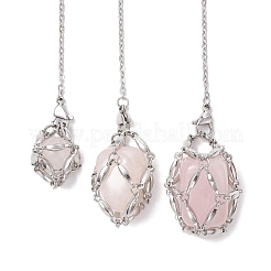3Pcs 3 Styles 304 Stainless Steel Chain Macrame Pouch Empty Stone Holder Dowsing Pendulums&nbsp;HJEW-JM02323-02