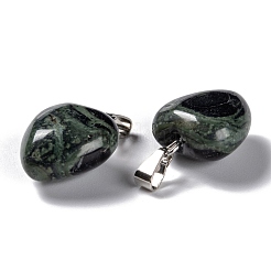 天然カンババジャスパーペンダント  プラチナブラスループ付き  腫れた心  18~19x15~15.5x7~10mm  穴：6x2.5~3mm&nbsp;G-I311-A15