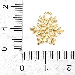 クリスマスの真鍮チャーム  スノーフレークチャーム  18KGP本金メッキ  15x15x1.5mm  穴：2.5mm&nbsp;KK-CBA0565-08G