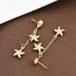 304 Stainless Steel Dangle Stud Earrings&nbsp;EJEW-P325-03G