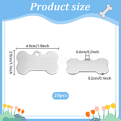 304ステンレススチールペンダント28個  ボーンチャーム  ステンレス鋼色  28.5x49x1.8mm  穴：4mm&nbsp;FIND-PH0026-85
