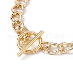 Lampwork Flower Charm Bracelet with Aluminium Curb Chains for Women&nbsp;BJEW-TA00176-01