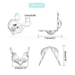 304ステンレススチールボールチープ300個  カロット終了  クラムシェルノットカバー  ステンレス鋼色  7.5x4x3.5mm  穴：1.2mm  内径：3.5mm&nbsp;STAS-DC0003-95