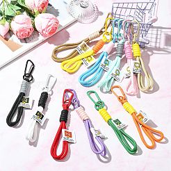 12個 12色 傘コード ナイロンロープ ペンダント デコレーション カラビナ  鍵用編み込みストラップ合金クリップ  ミックスカラー  190mm  1pc /カラー&nbsp;KEYC-CJ0001-18