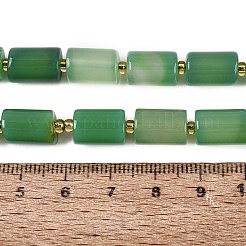 天然石瑪瑙ビーズ連売り  染め  コラム  シードビーズで  ミディアムシーグリーン  11.5~13x7.5~8.5mm  穴：1.2~1.5mm  約27~28個/連  14.37~15.16インチ（36.5~38.5cm）&nbsp;G-N362-20A-05