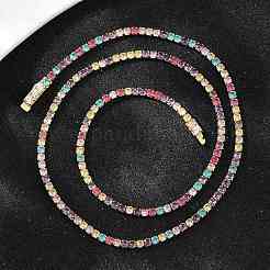 925 Sterling Silver Pave Colorful Cubic Zirconia Tennis Necklaces for Women&nbsp;NJEW-C096-01A-G01