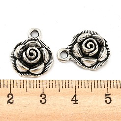 合金ペンダント  カドミウムフリー＆鉛フリー  花  アンティークシルバー  17x14x4.5mm  穴：1.8mm&nbsp;X-FIND-G065-14AS