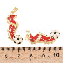 真鍮製エナメルペンダント  靴  18KGP本金メッキ  レッド  27x12x4mm  穴：5x2.5mm&nbsp;KK-C248-09G-01