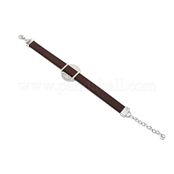 PUレザーコードブレスレット作り  合金カボションセッティングで  パーツと時計バンド  シエナ  トレイ：27mm  7.87インチ（20cm）&nbsp;AJEW-TAC0034-02A