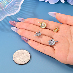 4個4スタイル真鍮ペンダント  花のチャーム  ミックスカラー  13~17.5x10.5~13x4.5~5.5mm  穴：1.2~3mm  1個/スタイル&nbsp;KK-TA0009-06