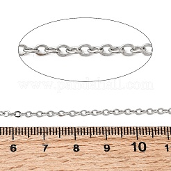 変色しにくい304ステンレススチールアズキチェーン  ハンダ付け  スプールで  フラットオーバル  ステンレス鋼色  2.5x2x0.5mm  約328.08フィート（100m）/ロール&nbsp;CHS-Q001-07-100m