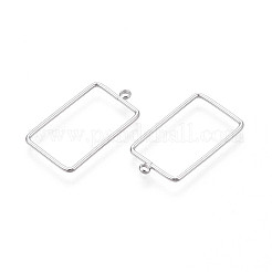 真鍮チャーム  長方形  ニッケルフリー  プラチナメッキ  21x12x1mm  穴：0.5mm&nbsp;KK-S345-055P