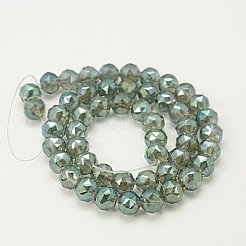 電気メッキガラスビーズセット  フル虹メッキ  多面カット  ラウンド  ライトブルー  8mm  穴：1mm&nbsp;EGLA-J015-8mm-05