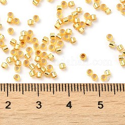 ガラスシードビーズ  銀並ぶ  シリンダー  ゴールド  2x1.5mm  穴：1.4mm  約50398個/ポンド&nbsp;SEED-S042-04B-12