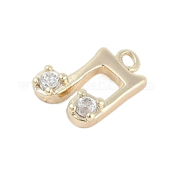 キュービックジルコニアペンダント付きラックメッキ真鍮  音符チャーム  18KGP本金メッキ  9.5x7.5x2.5mm  穴：1mm&nbsp;KK-Q018-06G