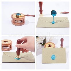 DIY レトロ ビンテージ ワックス シール作成キット  キャンドル付き  ステンレス鋼のスプーンと芯のないシーリングワックススティック  コーンフラワーブルー  シーリングワックススティック：90x12x11.5mm  16個/セット&nbsp;DIY-CP0001-85-09