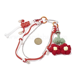 Crochet Puff Flower & Polyester Ropes & Pendant Decorations&nbsp;HJEW-JM04395-02