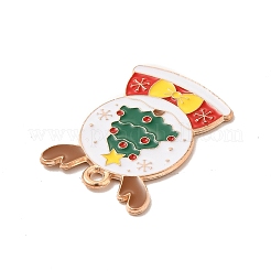 クリスマステーマ合金エナメルペンダント  ライトゴールド  水晶球  クリスマスツリー  25x18x1.5mm  穴：1.6mm&nbsp;ENAM-C010-01E