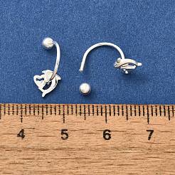 S999 ファインシルバースタッドピアス  イルカ  銀  6x6mm&nbsp;EJEW-A127-02S