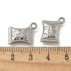 変色防止304ステンレススチールペンダント  甘い魅力という言葉のキャンディー  ステンレス鋼色  20x16.5x4.5mm  穴：1.8mm&nbsp;STAS-Q334-05P