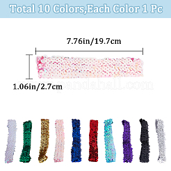 10Pcs 10 Color Wide Stretch Sparkling Polyester Headband&nbsp;OHAR-GF0001-26