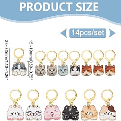 Alloy Enamel Cat Charm Locking Stitch Markers&nbsp;HJEW-AB00539