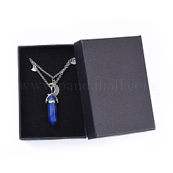 Natural Lapis Lazuli Bullet Pendant Tiered Necklaces&nbsp;NJEW-JN02414-03
