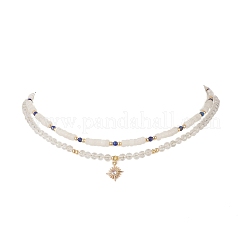 Natural White Jade & Crystal Beaded Necklaces&nbsp;NJEW-JN04137