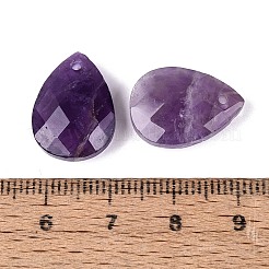 天然石アメジストペンダント  ティアドロップチャーム  多面カット  17.5~18.5x12.5~13.5x5~6.5mm  穴：0.9~1.6mm&nbsp;G-N362-13D