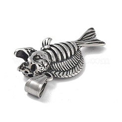 304ステンレスペンダント  アンティークシルバー  魚  19.5x41.5x8mm  穴：8x5mm&nbsp;STAS-M336-01A-AS