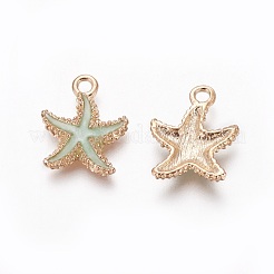 合金エナメルチャーム  ヒトデ/海星  ライトゴールド  ミックスカラー  18x14.5x3mm  穴：1.4mm&nbsp;X-PALLOY-F224-10G
