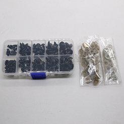 クラフトプラスチック人形の目セット  ぬいぐるみの目  安全の目  ドーナツプラスチックノーズワッシャー付き  半円  人形作り用品  ブラック  目：100個;ワッシャー：100個&nbsp;DOLL-PW0001-443