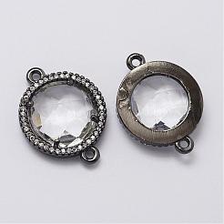 Brass Micro Pave Cubic Zirconia Links&nbsp;ZIRC-F045-12B-C-RS