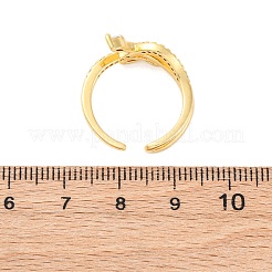 Brass Micro Pave Clear Cubic Zirconia Cuff Rings for Women&nbsp;RJEW-U047-10G
