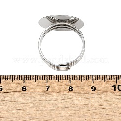 フラットラウンド真鍮パッドリングのセッティング  調節可能のリングベースパーツ  ニッケルフリー  プラチナ  トレイ：20mm  18mm&nbsp;MAK-S033-018P-NF