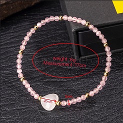Natural Rose Quartz & Quartz Crystal Beads Stretch Bracelets for Women&nbsp;KL2694