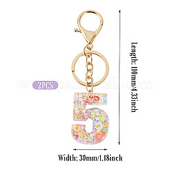 Number 5 Transparent Resin Keychains&nbsp;KEYC-TADJ0001-10E