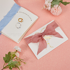 紙の結婚式の誓いのカード  プラスチックの鍵とオーガンジーのリボン付き  ライトスカイブルー  200x139x1mm&nbsp;AJEW-WH0258-902B