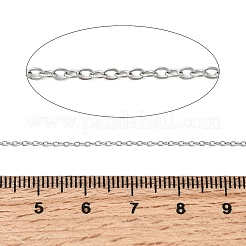 変色しない304ステンレススチールアズキチェーン  ハンダ付け  フラットオーバル  ステンレス鋼色  1.5x1x0.3mm&nbsp;X-CHS-Q001-10-100m