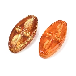 焼き付け塗料と金色の金属で覆われたガラスビーズ  オーバル  ミックスカラー  20x9.5x3.7mm  穴：1mm&nbsp;X-DGLA-T004-11M