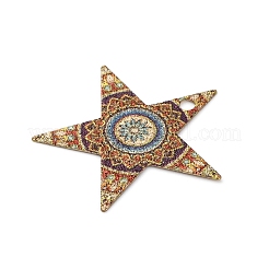 幾何学的な合金シートプリントペンダントイヤリングアクセサリー  スター  24x25x0.5mm  穴：1.8mm&nbsp;LS-PALLOY-E139-01G-02