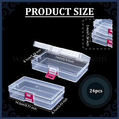 ヒンジ付き蓋付きグリッド透明PPプラスチックビーズコンテナ1個  長方形  レッド  14.5x8.7x3.4cm  内径：14x8.1のCM&nbsp;CON-WH0112-021B