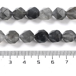 天然石クラウディクォーツビーズ連売り  多面カット  スターカットラウンドビーズ  9.5~10.5x9~9.5x9~9.5mm  穴：1.2mm  約36~38個/連  14.76~15インチ（37.5~38.1cm）&nbsp;G-G030-A05-02