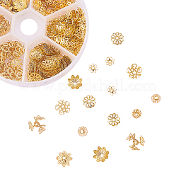 540個6スタイルの鉄製ビーズキャップ  マルチ花弁  ゴールドカラー  6~10x1~10mm  穴：1~1.5mm&nbsp;IFIN-CJ0001-59