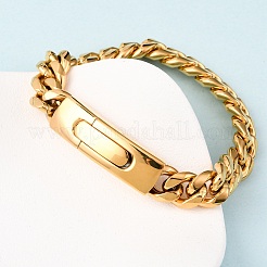 304 Stainless Steel Cuban Link Chain Bracelets for Men Women&nbsp;BJEW-C124-02G